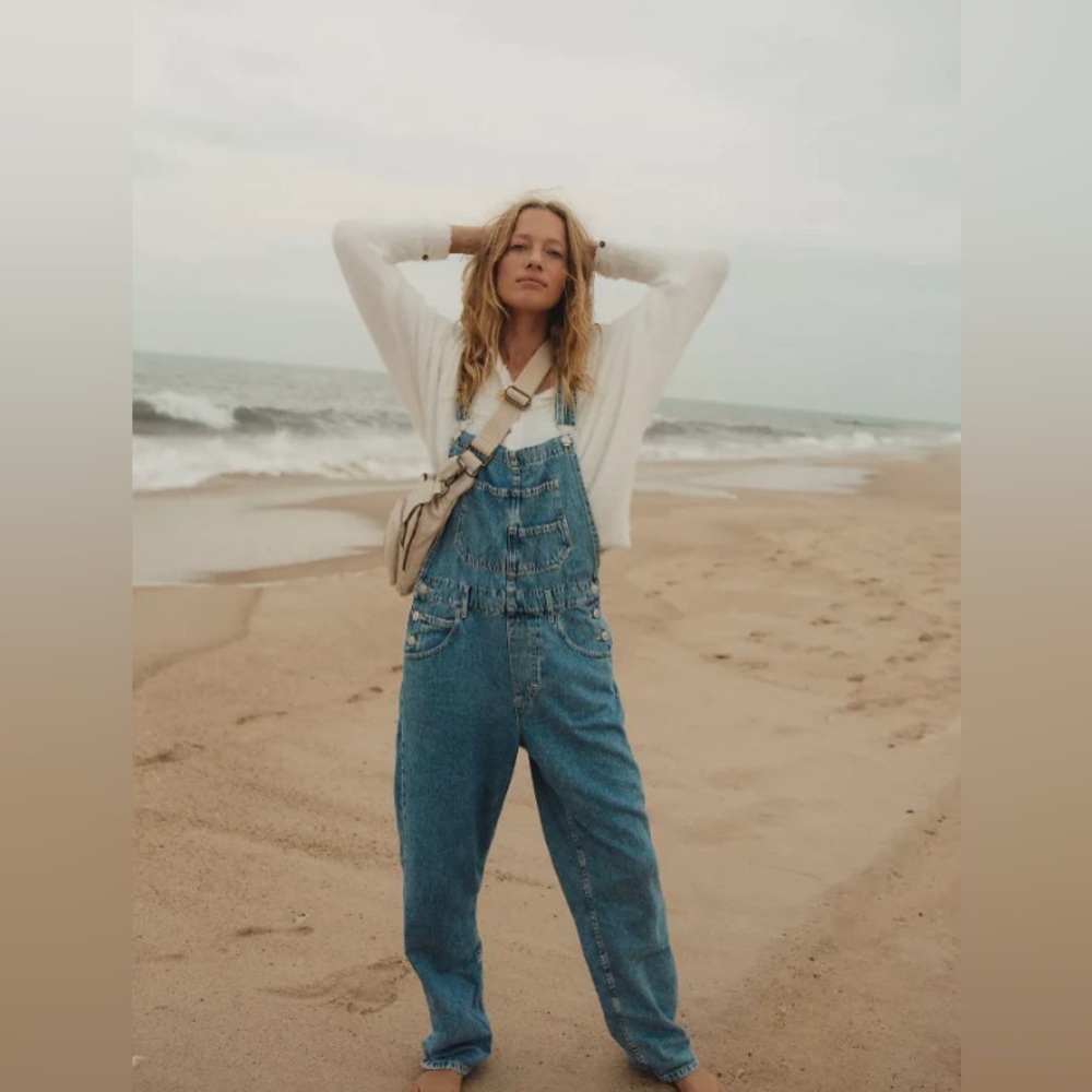 Free People Blue Denim Jumpsuit